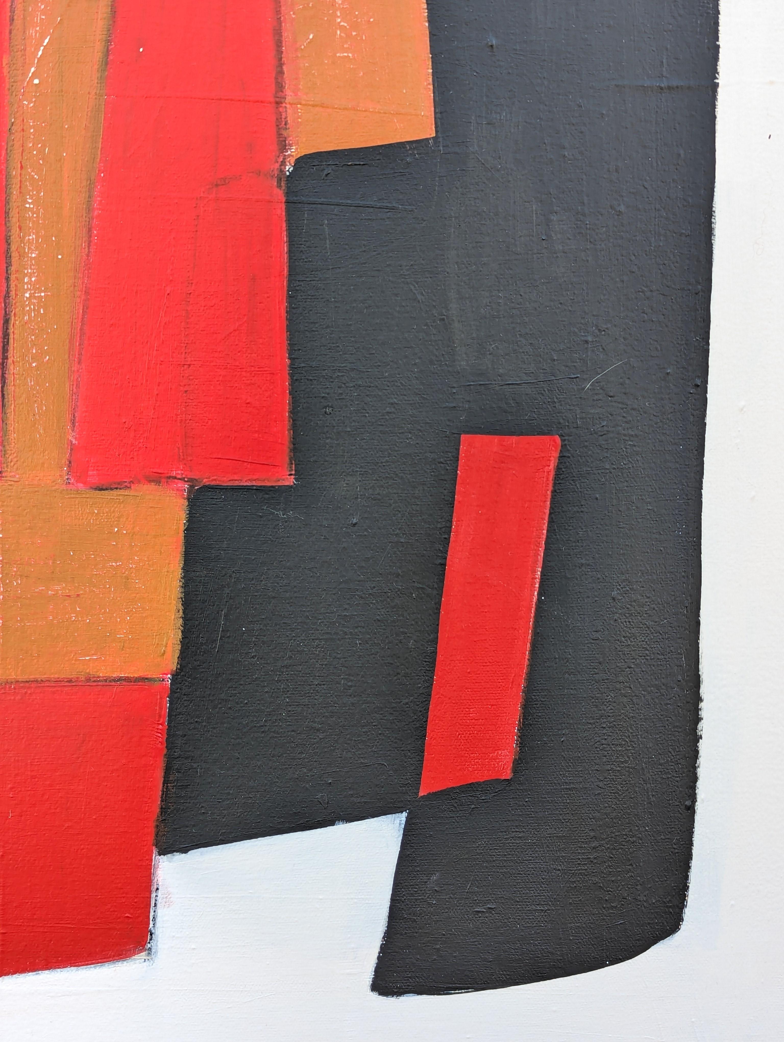 Contemporary Red, Brown, Tan, and Black Geometric Hard-Edge Abstract Painting 2 For Sale 6