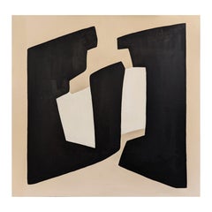 "Formes et Space" Peinture abstraite géométrique contemporaine Harding Black et Tan