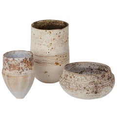 Stephanie Black Trio Hand Thrown Studio Pottery Vessels, circa 2007