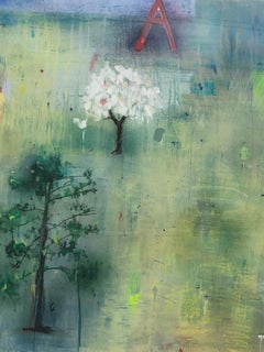 STEPHANIE BRODY LEDERMAN "Lazy Sunday", 2020, horizontal abstract flowers & text