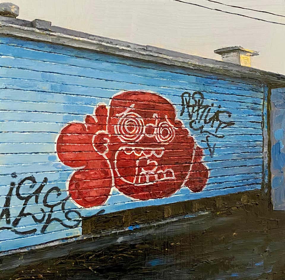 "Crazy Eyes" by Stephanie Buer, Original Oil Painting, Urban Grafitti