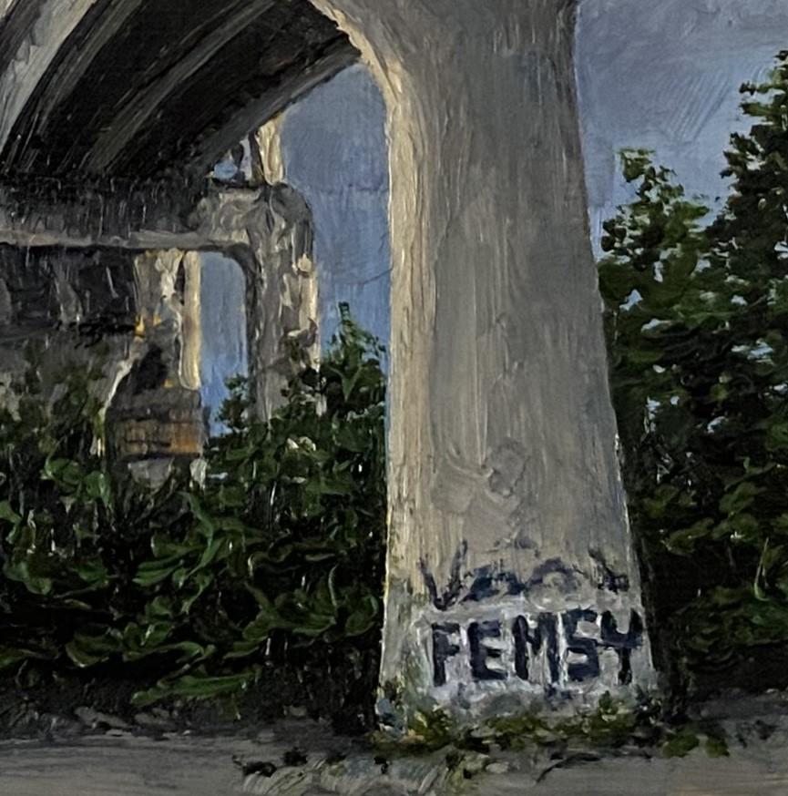 « Raleigh Street » de Stephanie Buer, peinture à l'huile originale, « Elevated Streets » en vente 1