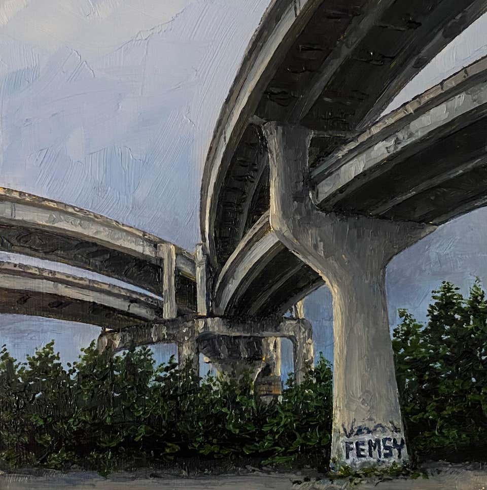 "Raleigh Street" by Stephanie Buer, Original Oil Painting, Elevated Streets