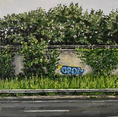 "South Shore Line" by Stephanie Buer, Original Oil Painting, Urban Graffiti