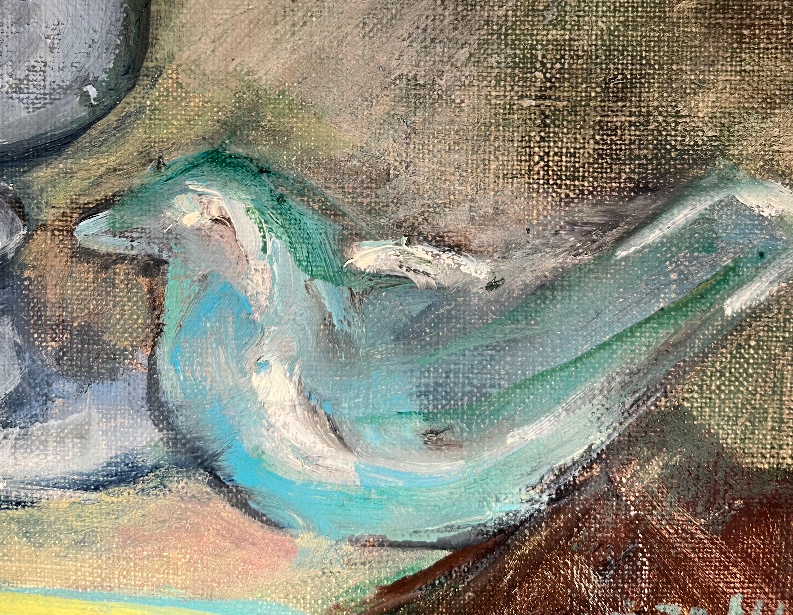 Rosen und Vogel von Stéphanie Guerzoni - Öl auf leinwand - 41x33,5 cm (Moderne), Painting, von Stéphanie Caroline Guerzoni
