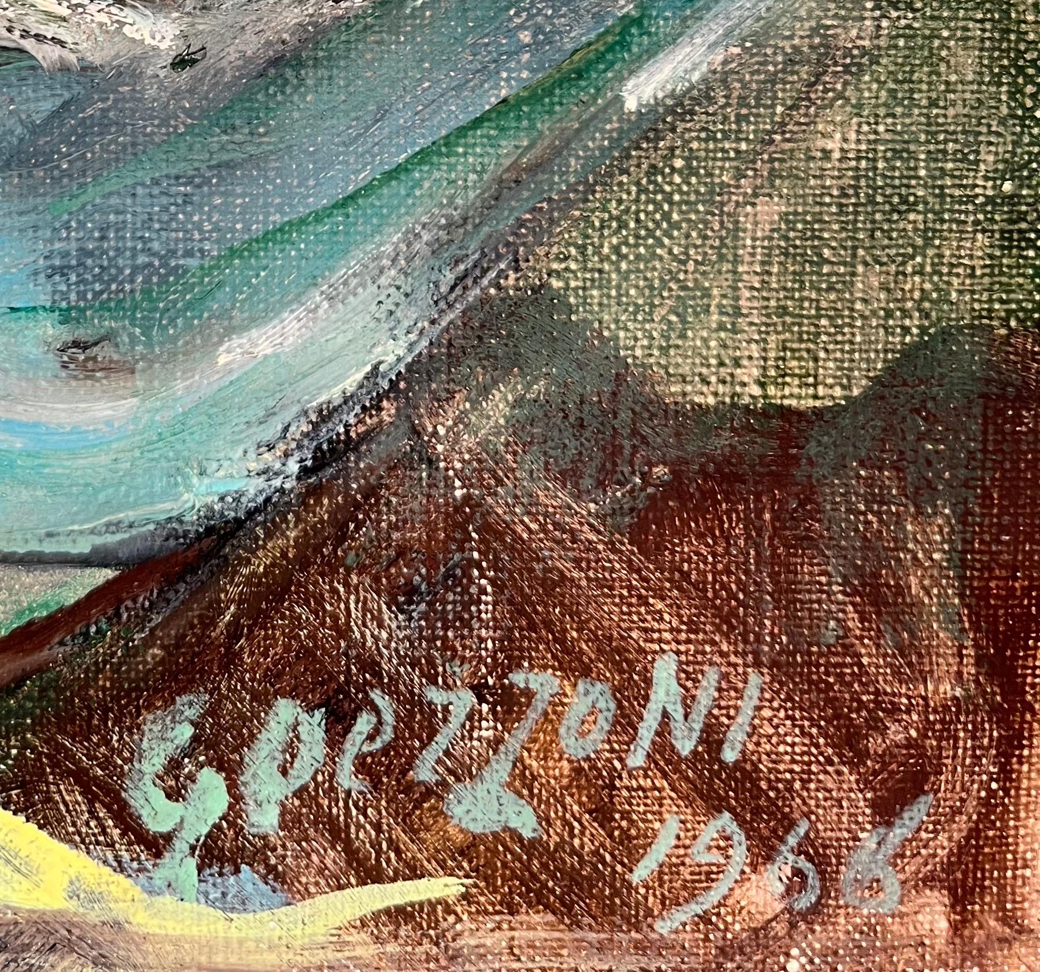 Rosen und Vogel von Stéphanie Guerzoni - Öl auf leinwand - 41x33,5 cm (Braun), Still-Life Painting, von Stéphanie Caroline Guerzoni