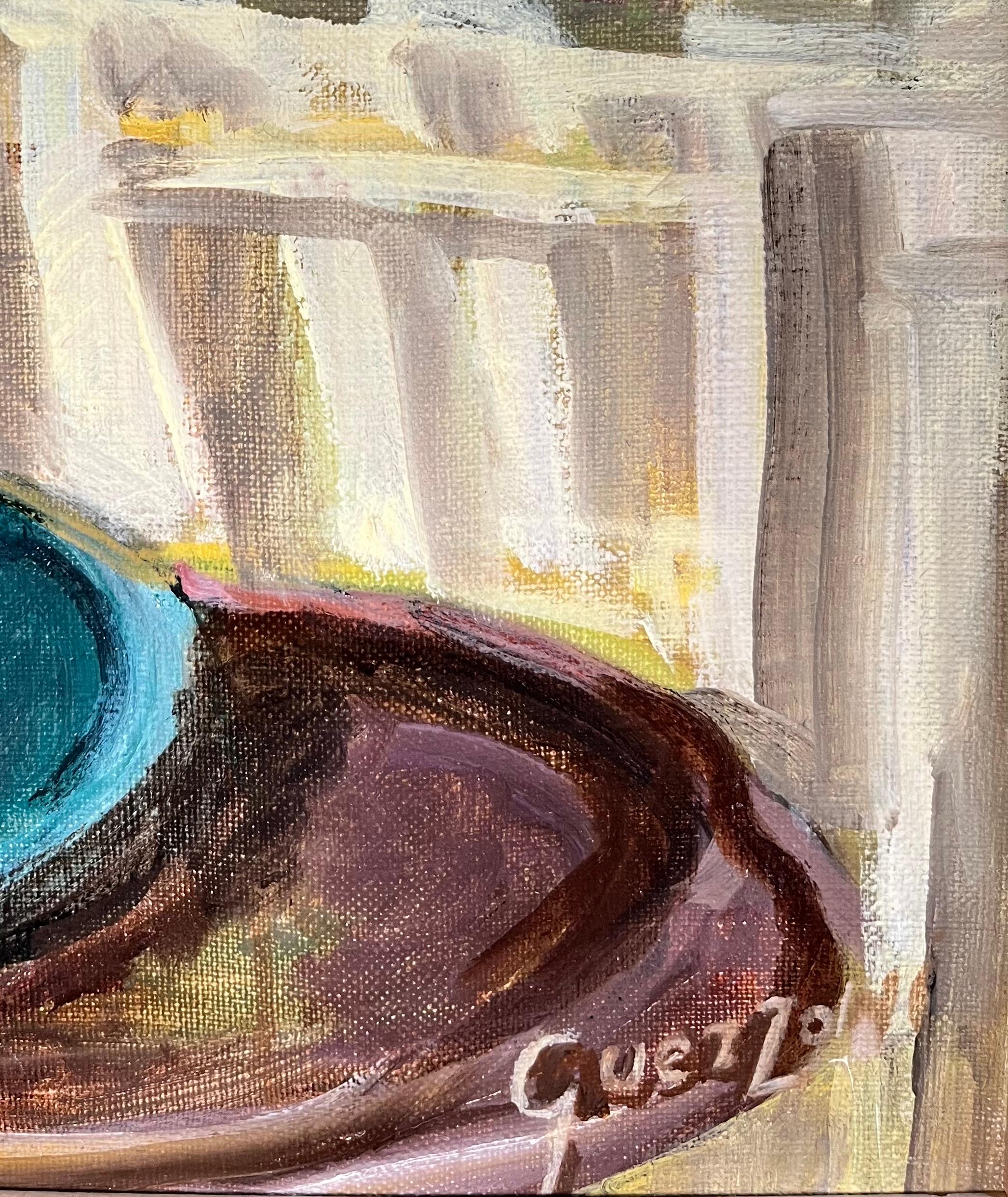 Il Geranio di Stéphanie Guerzoni - Olio su tela - 53x36,5 cm - Painting di Stéphanie Caroline Guerzoni