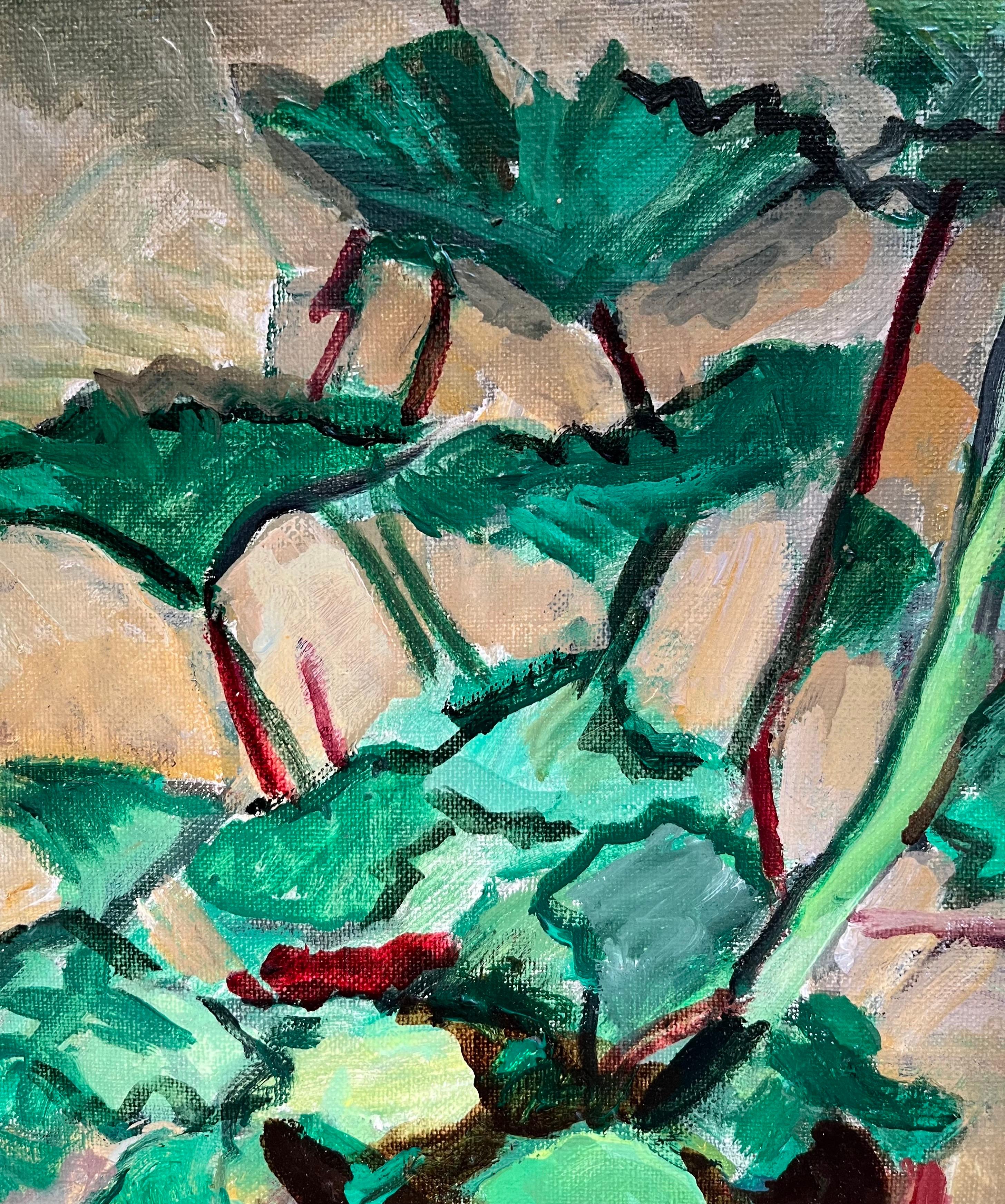 Il Geranio di Stéphanie Guerzoni - Olio su tela - 53x36,5 cm in vendita 1