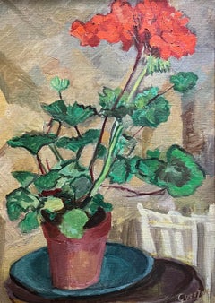 The Geranium von Stéphanie Guerzoni - Öl auf Leinwand - 53x36,5 cm