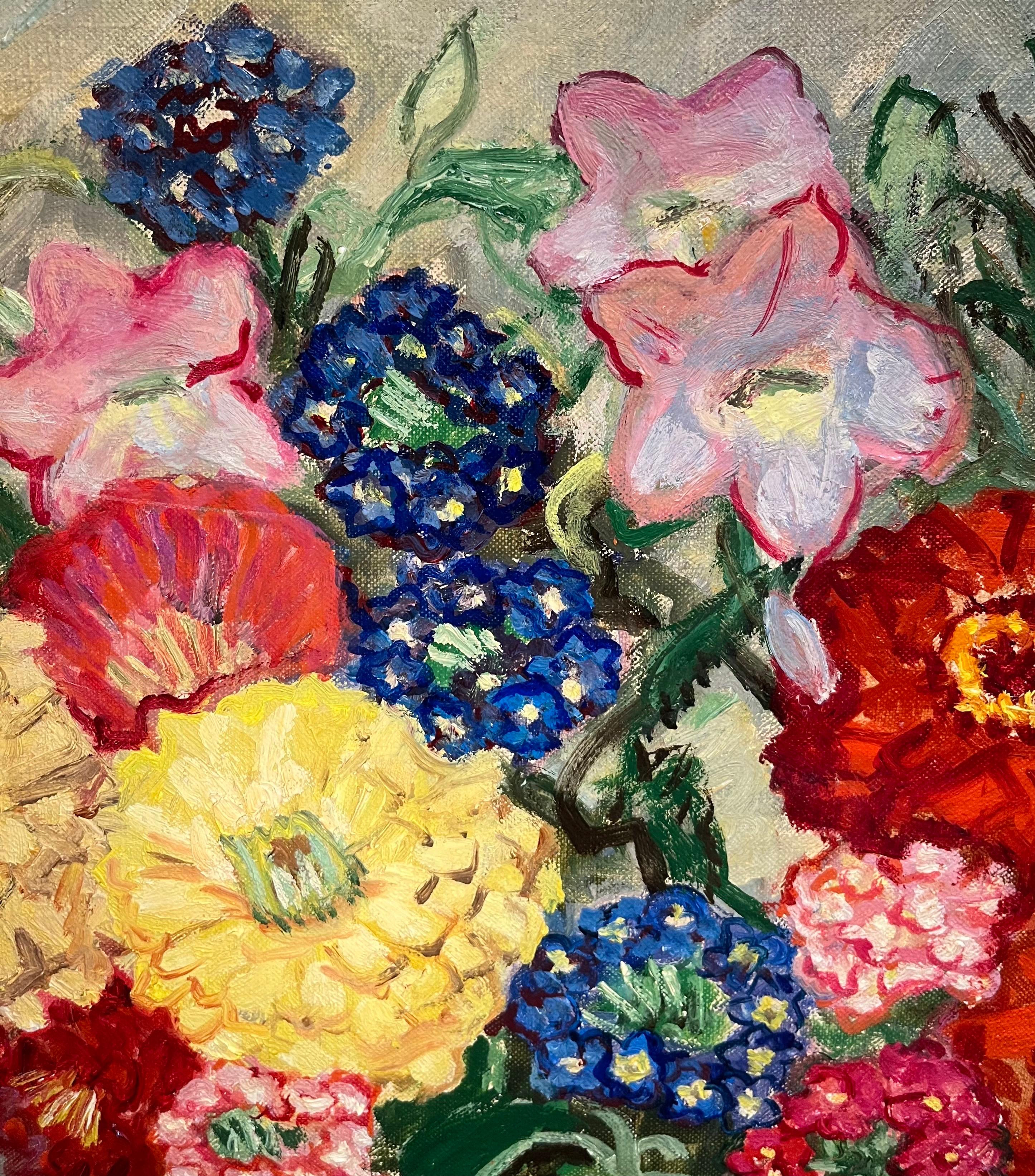 Flores de verbena de Stéphanie Guerzoni - Óleo sobre lienzo - 55x46 cm - Painting Moderno de Stéphanie Caroline Guerzoni
