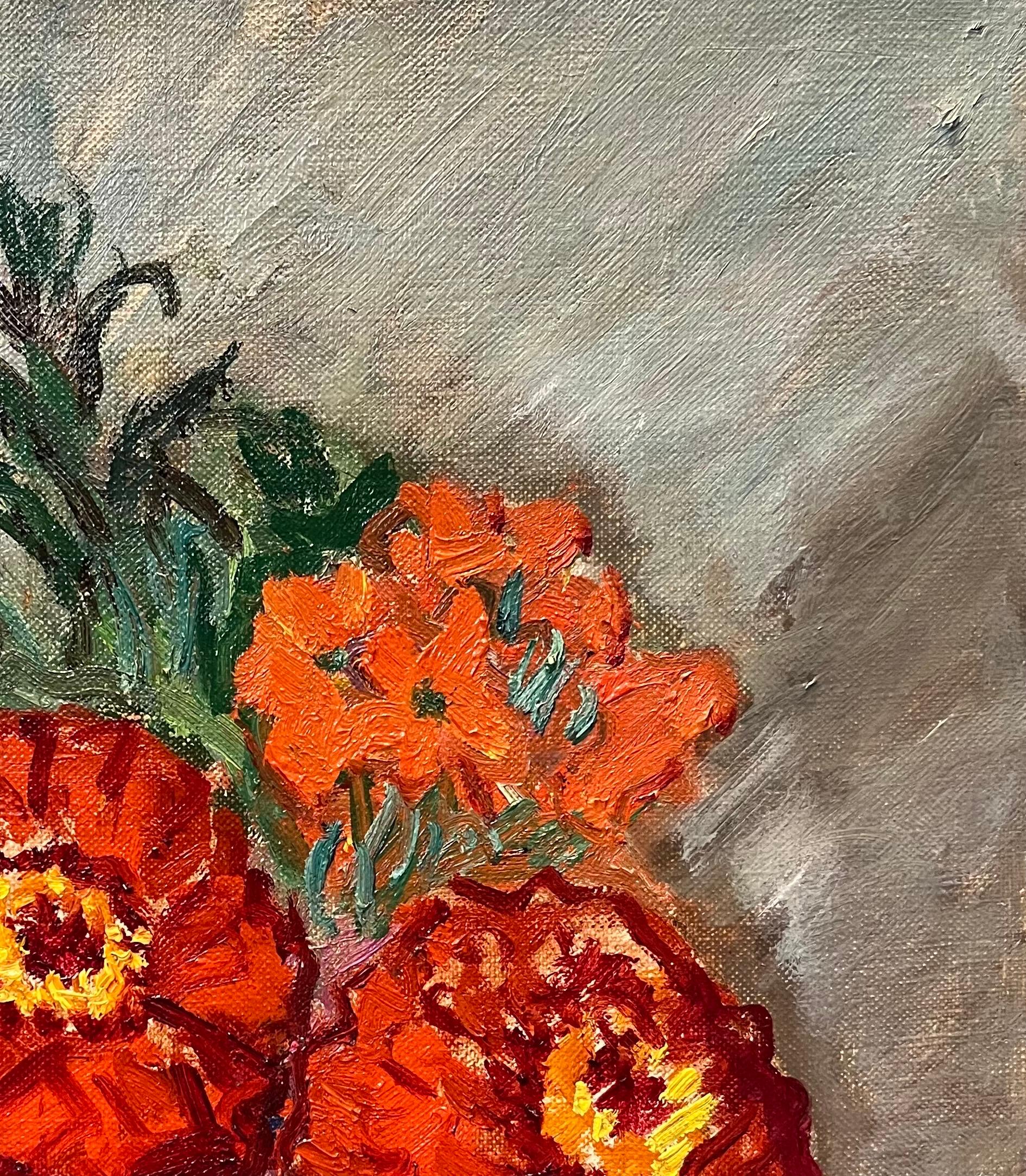 Flores de verbena de Stéphanie Guerzoni - Óleo sobre lienzo - 55x46 cm en venta 2
