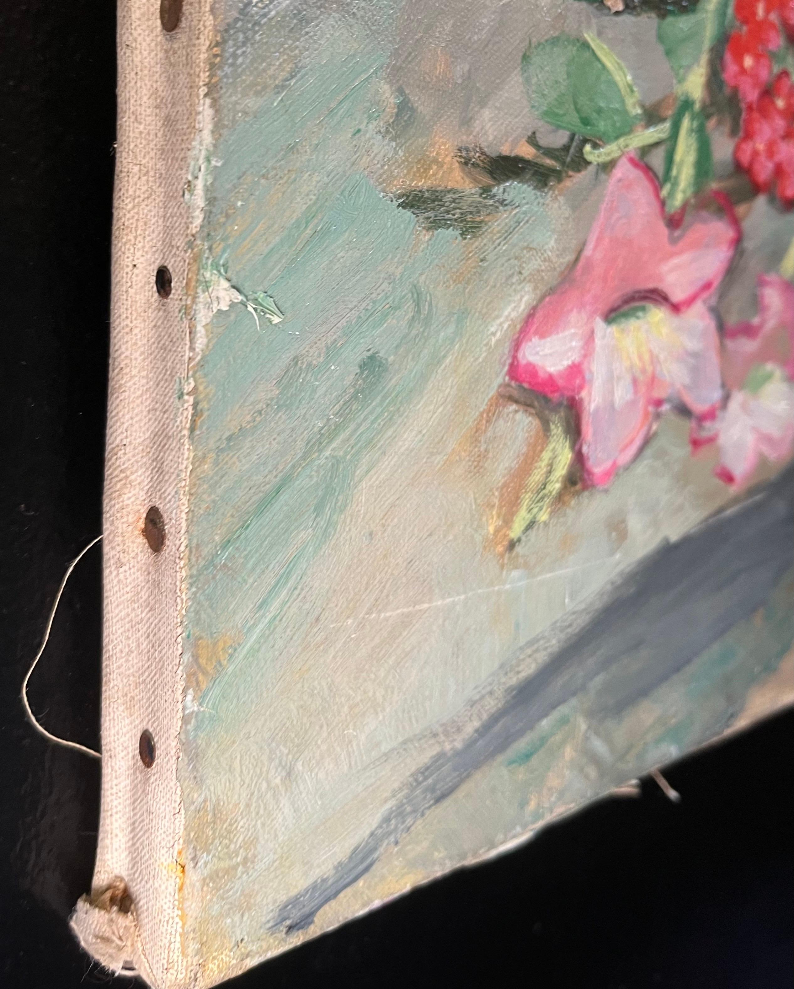 Flores de verbena de Stéphanie Guerzoni - Óleo sobre lienzo - 55x46 cm en venta 3