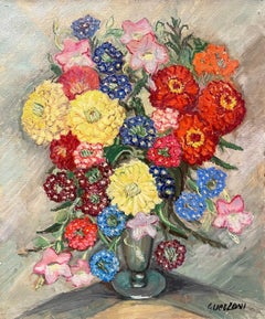 Verbena Flowers by Stéphanie Guerzoni - Oil on Canvas - 55x46 cm