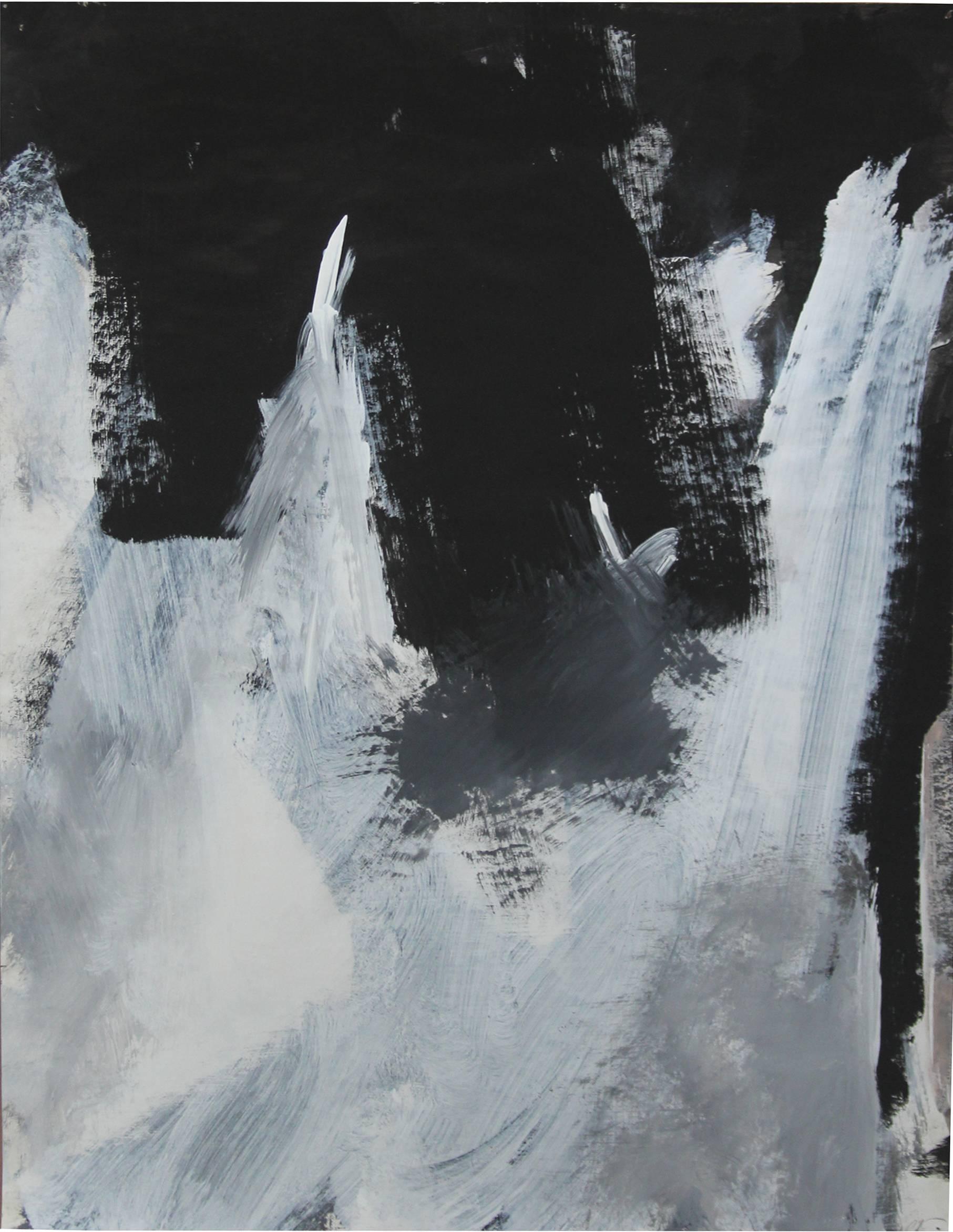 Europa 2 Study, Black & White, Abstract, Work on Paper, Framed, Outer Space, - Painting by Stephanie Cate