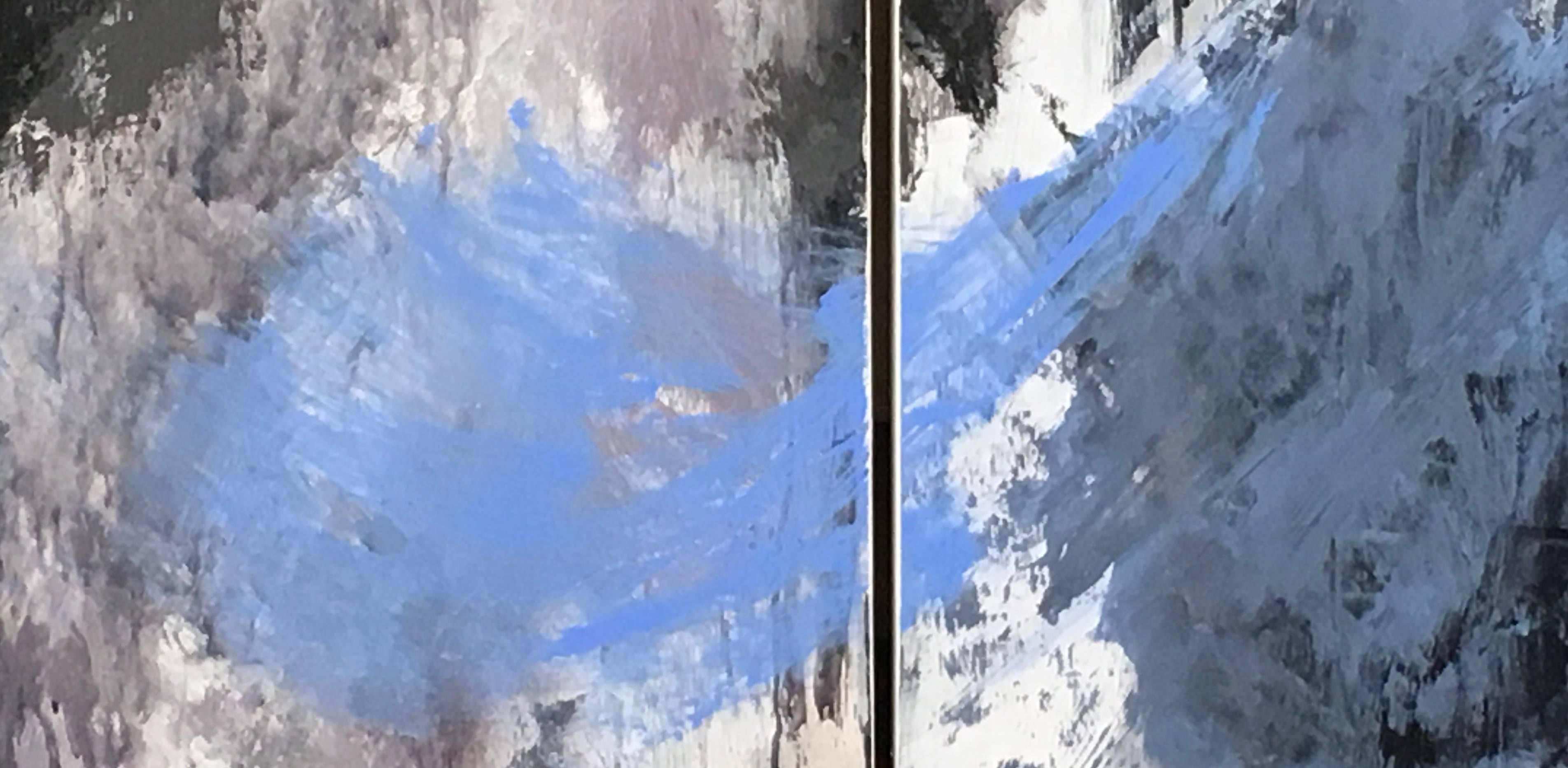 Europa 24 & 25 is an abstract diptych, acrylic on wood panel, by California artist, Stephanie Cate.  It is 52x54.   It is filled with shades of Blue, white and gray.   

Stephanie Cate is an emerging abstract painter based out of Los Angeles,