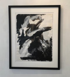 Europa 30 Study, Black & White Abstract Work on Paper, Framed