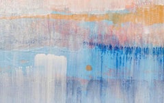 Rain Dance, Acrylic, Abstract Landscape, Blue, Beige, Earth Tones, Horizontal