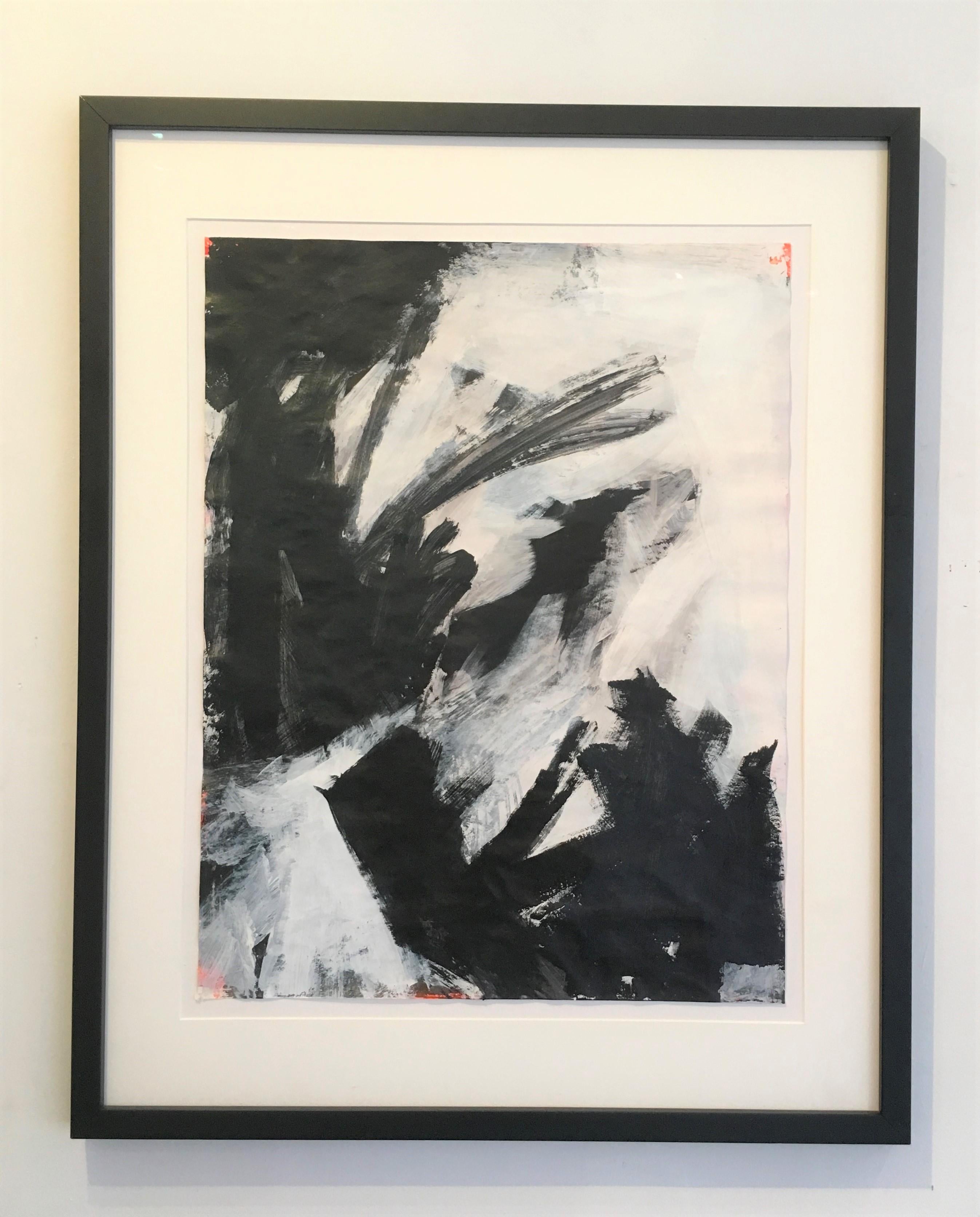 Stephanie Cate Abstract Painting - Saturn 23 Study, Black & White, Abstract Art, Work on Paper, Framed, Outer Space