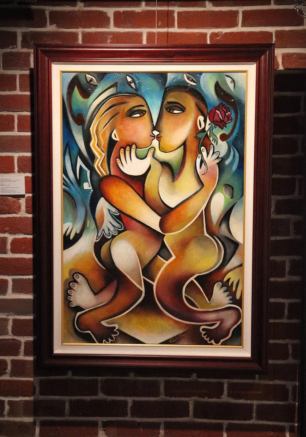 This is a one of a kind original figurative oil painting on canvas by Stephanie Clair. It is framed as pictured. Its dimensions are 31