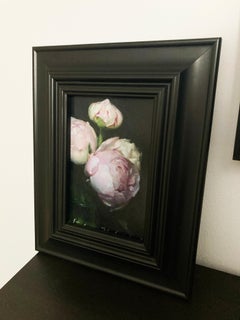 "Peonie in fiore" di Stephanie Deshpande, Pittura a olio originale, Natura morta