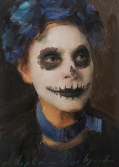 « Day of the Dead Woman » de Stephanie Deshpande, peinture à l'huile originale, portrait