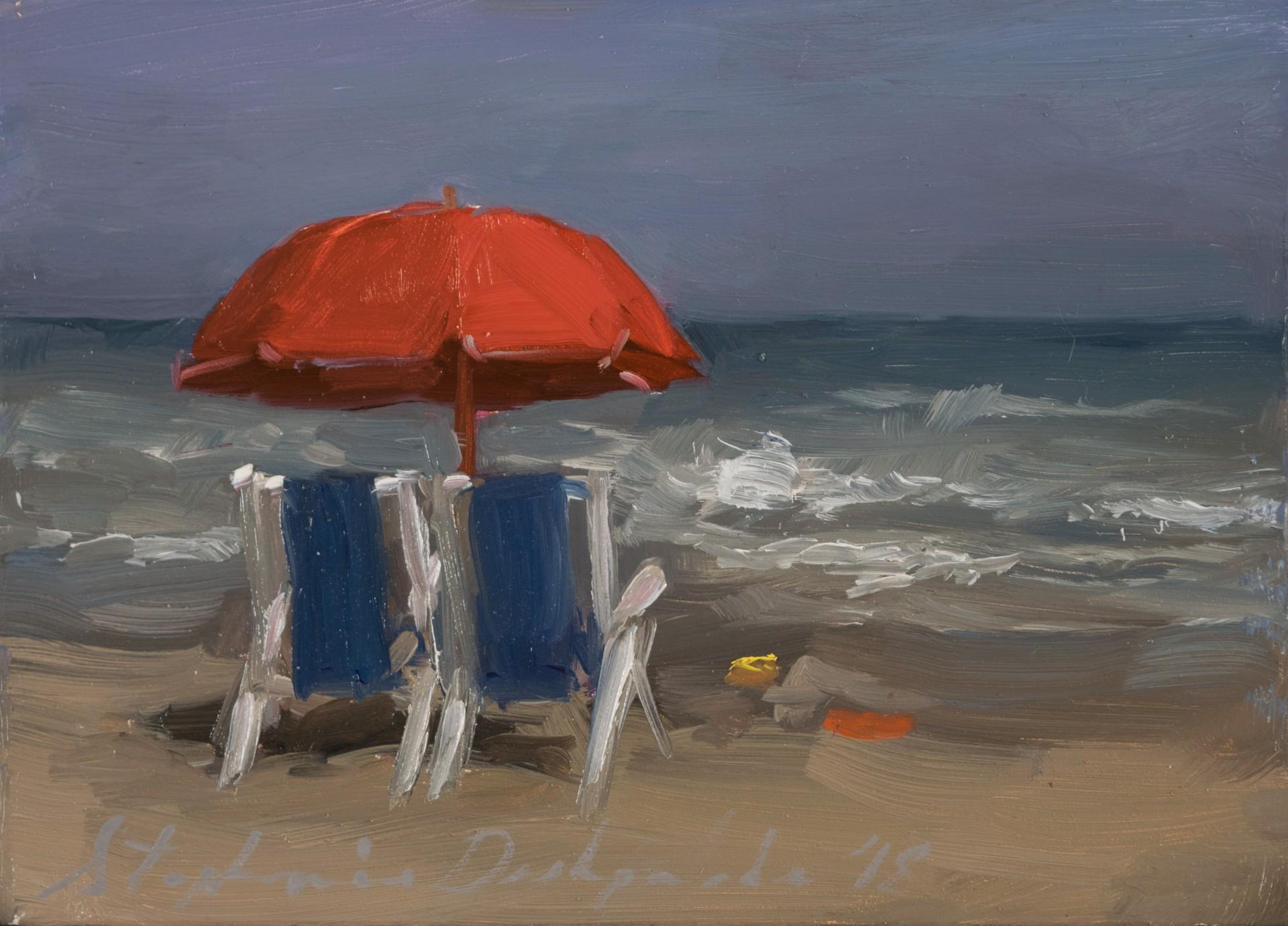 Stephanie Deshpande Figurative Painting - Red Umbrella