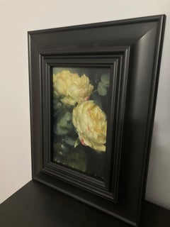 "Peonie gialle" di Stephanie Deshpande, Pittura a olio originale, Natura morta