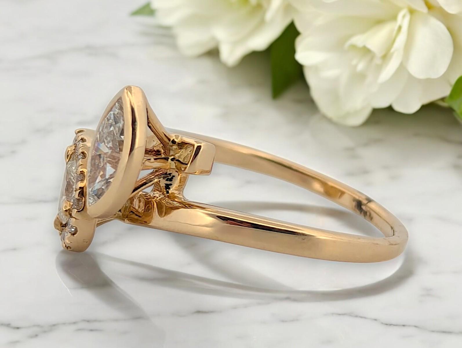 Stéphanie  Elegance bague en or jaune 14k avec diamants .71 CTW, taille 9 Neuf - En vente à Greeneville, TN