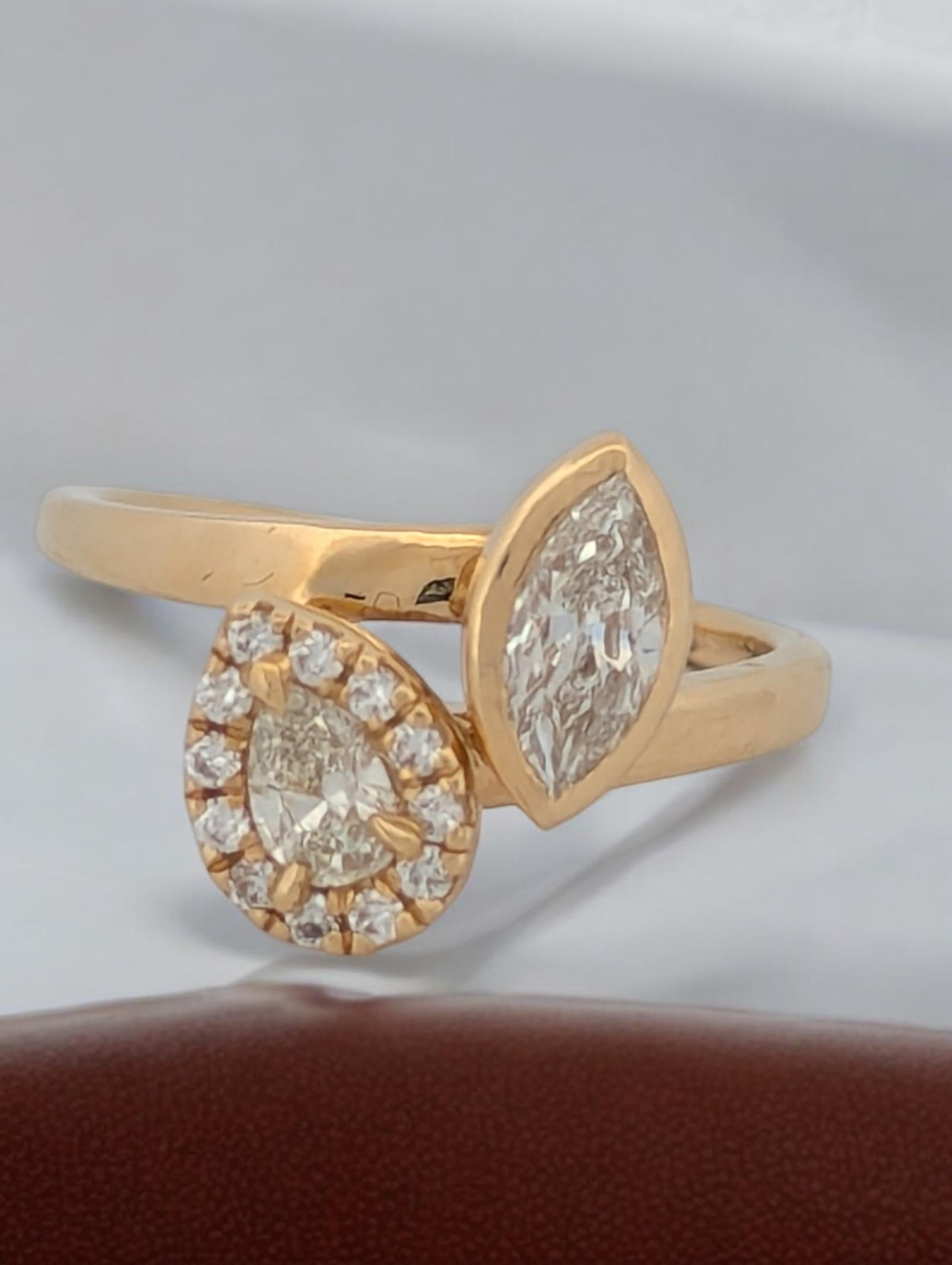 Stéphanie  Elegance bague en or jaune 14k avec diamants .71 CTW, taille 9 en vente 1
