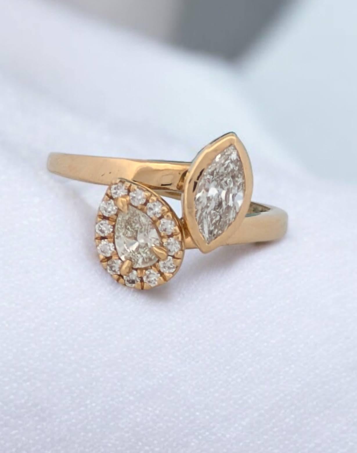 Stéphanie  Elegance bague en or jaune 14k avec diamants .71 CTW, taille 9 en vente 2