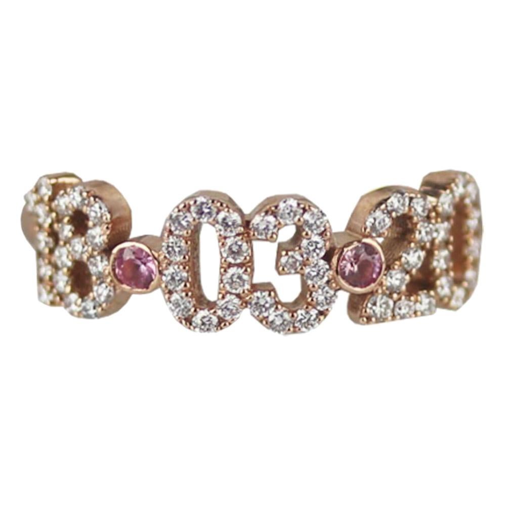 Stephanie Gottlieb + Noush Jewelry 14K Rose Gold Pave Diamond Date Ring