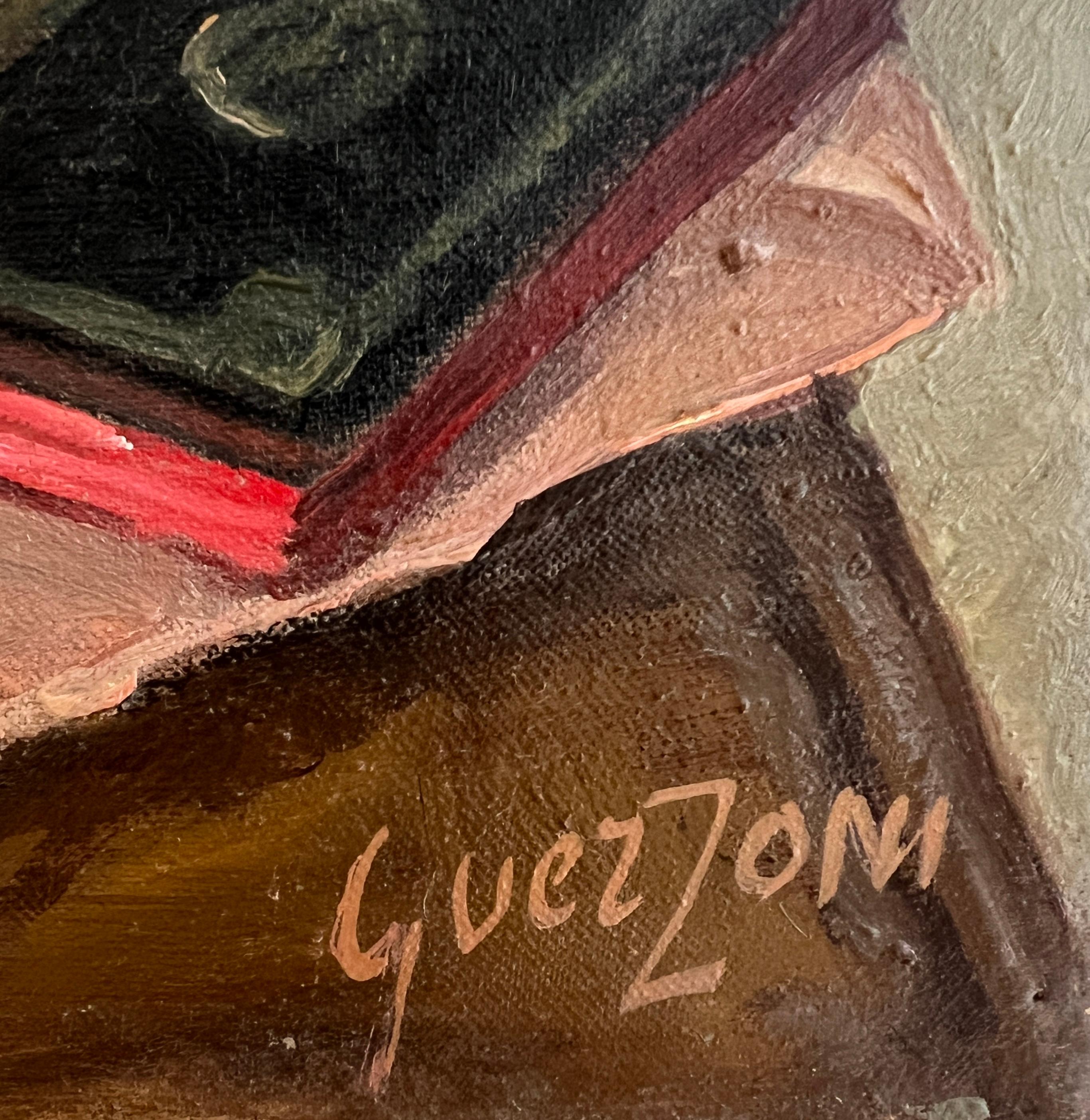 Bouquet in brocca - Still-Life Painting Nero di Stéphanie Guerzoni