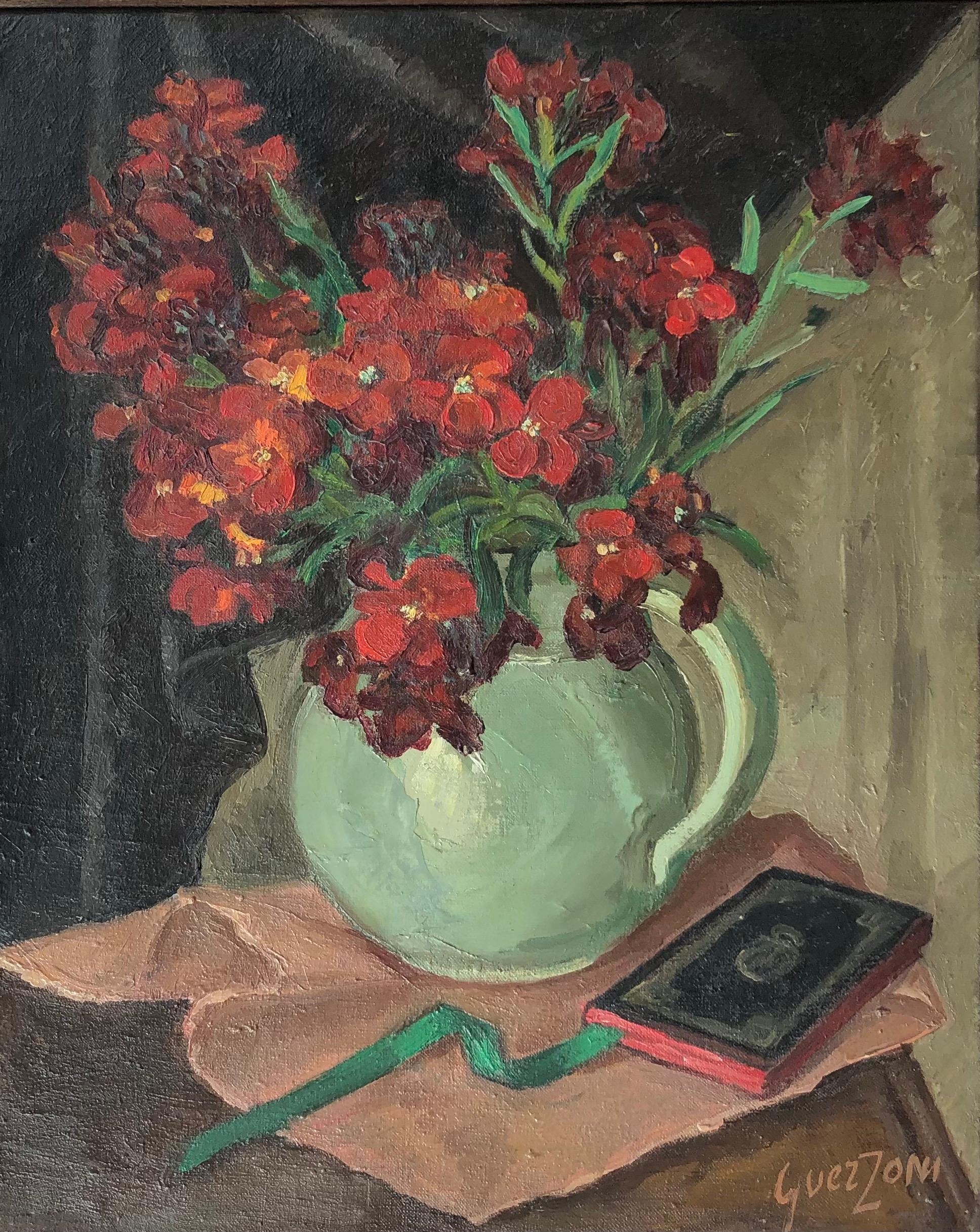 Stéphanie Guerzoni Still-Life Painting - Pitcher flowers