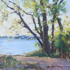 "An Evening Like This" (2025), peinture à l'huile originale de paysage aquatique et terrestre