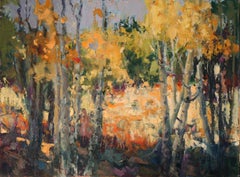 « Autumn Forest » (2024) par Susie Hyer, huile originale sur massonite