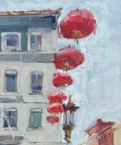 "Chinatown Study" (2024) by Stephanie Hartshorn, Original Cityscape Oil Painting