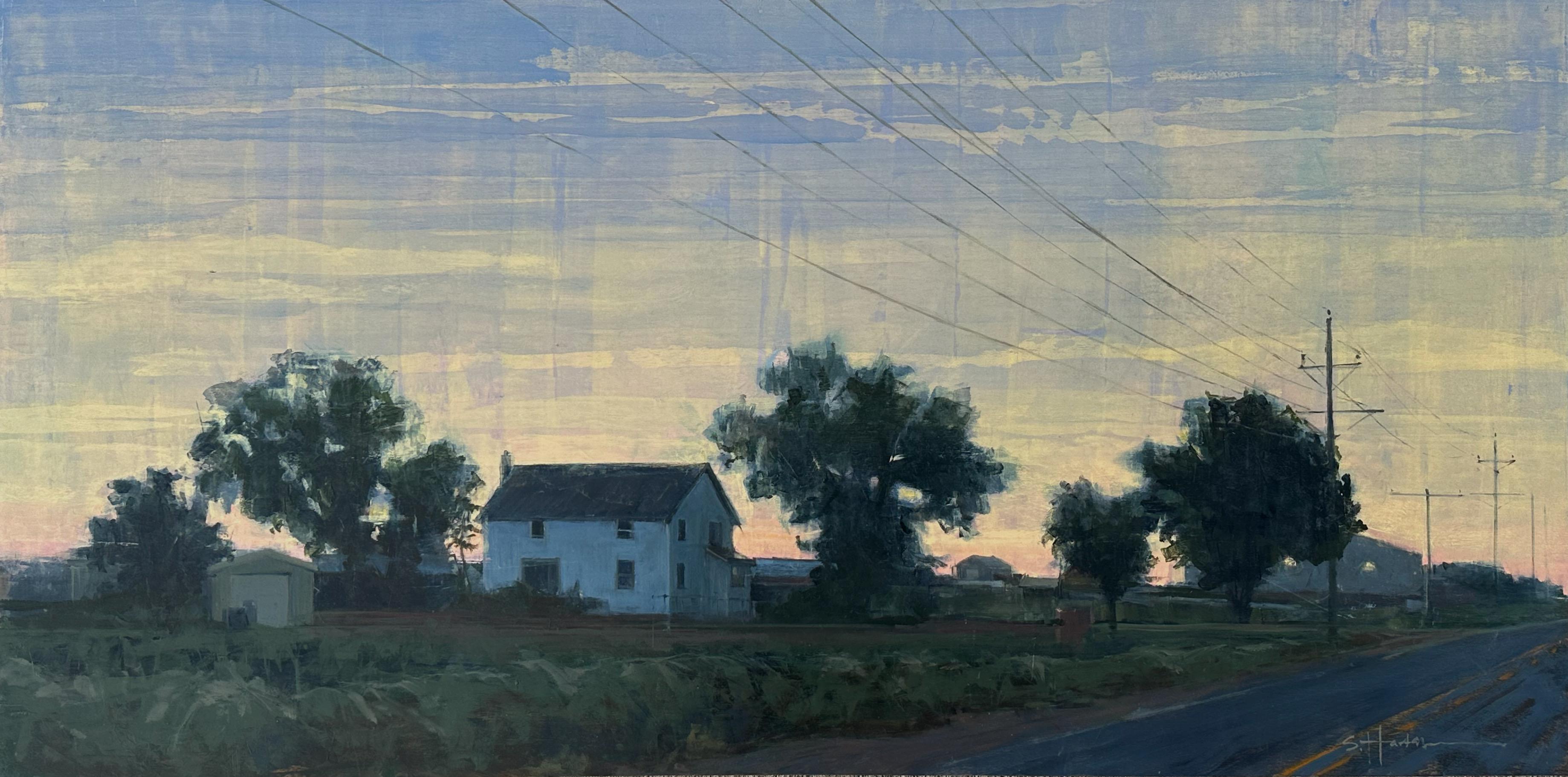 "Una última ciudad antes del anochecer" (2023) Por Stephanie Hartshorn, Pintura al óleo