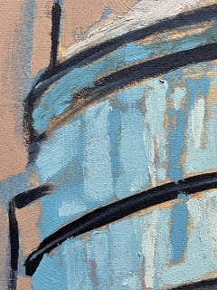 "Towers Three" (2017) by Stephanie Hartshorn, Original Oil Cityscape Painting