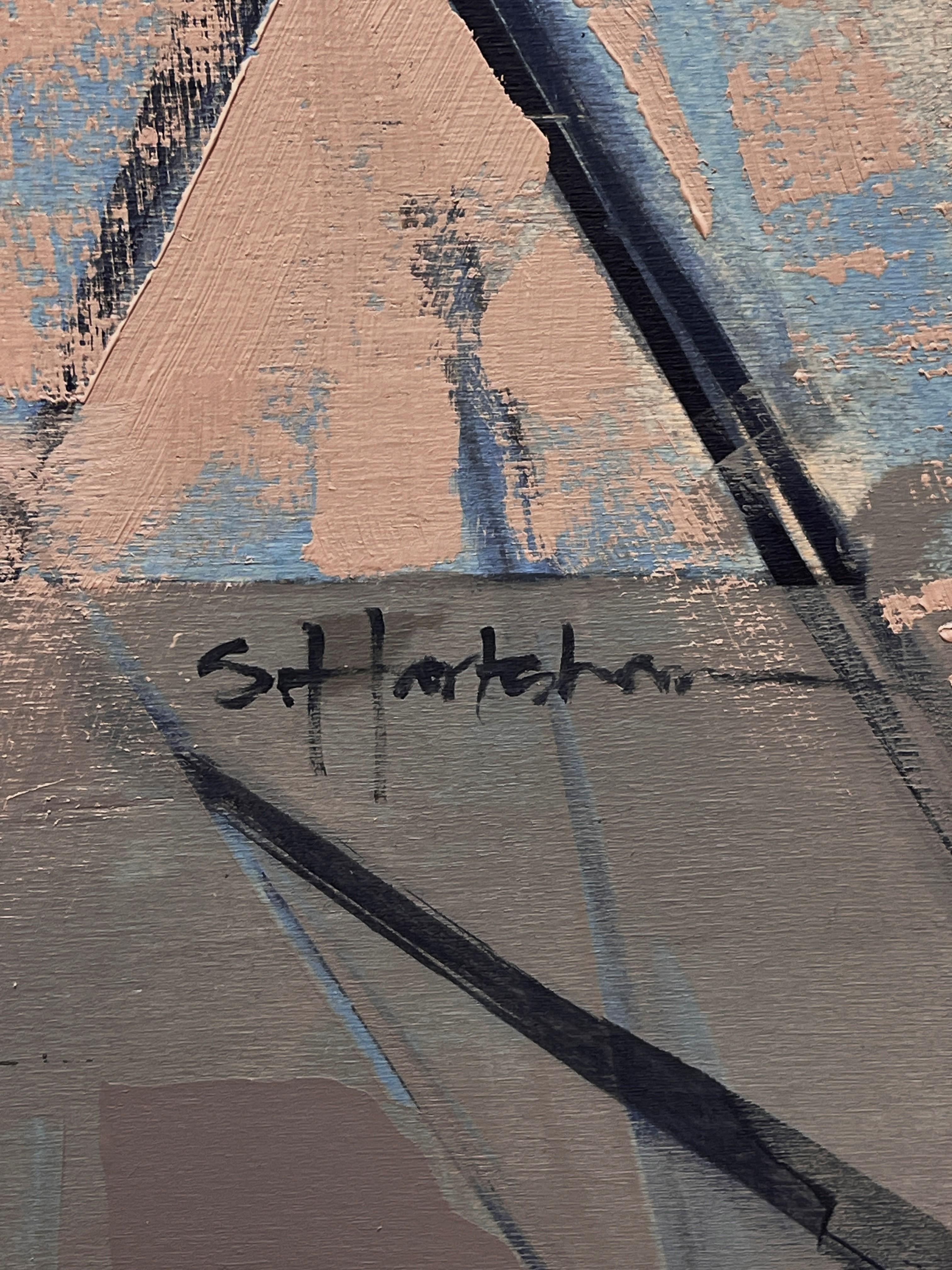 „Towers Three“ (2017) von Stephanie Hartshorn, Original Öl-Stadtlandschaftsgemälde im Angebot 3