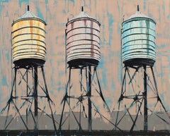 "Towers Three" (2017) by Stephanie Hartshorn, Original Oil Cityscape Painting