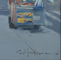 "Estudio del vendedor nº 2" (2024) de Stephanie Hartshorn, Pintura original al óleo de paisaje urbano