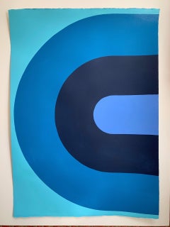Target, contemporary abstract, acrylic painting, dark blue & light blue