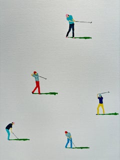 Golfers 45 - original figurative landscape painting - contemporary Art
