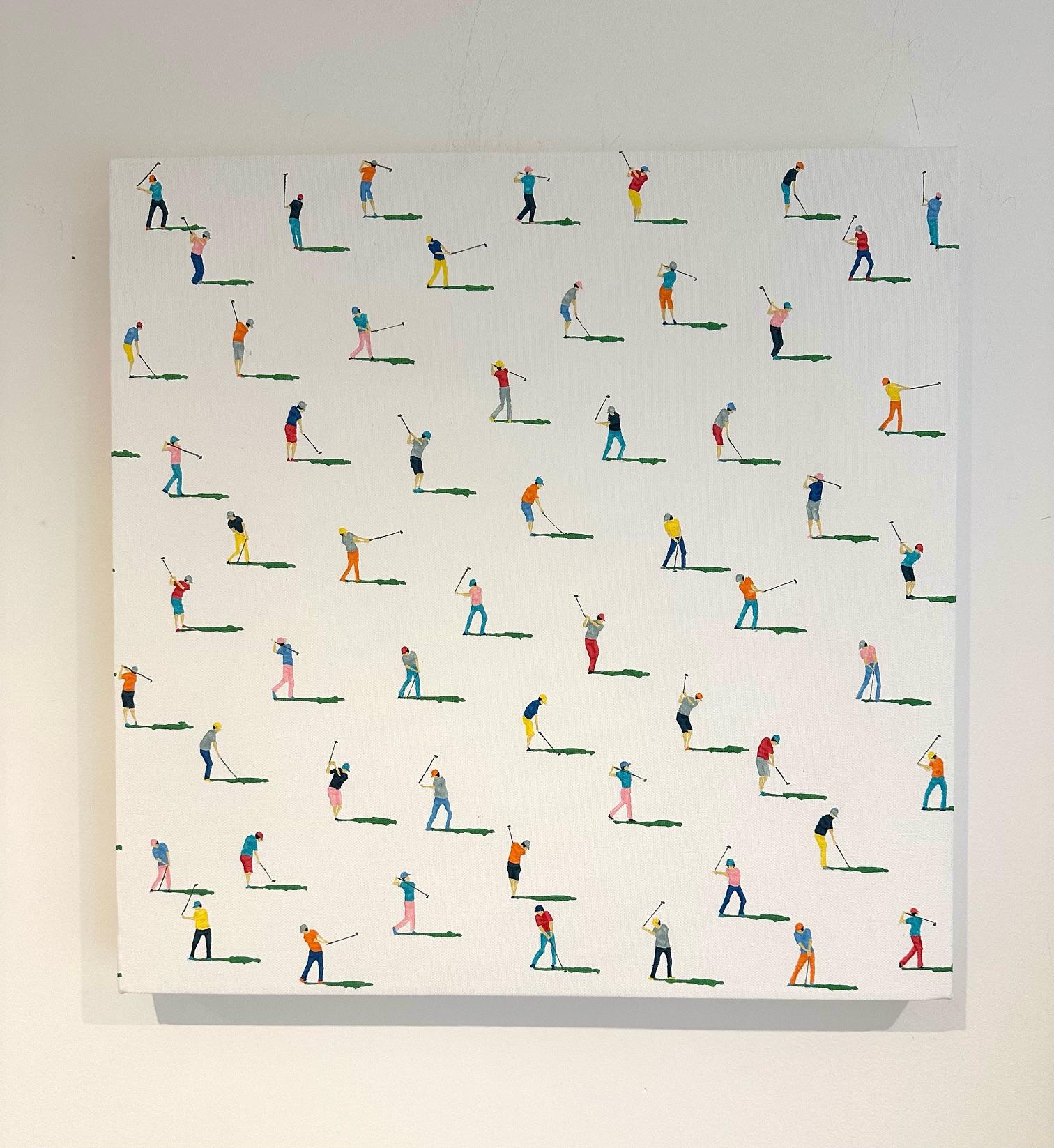 Golfer 46 - original figuratives Ölgemälde - zeitgenössische Landschaft Kunstwerk (Minimalistisch), Painting, von Stephanie Ho
