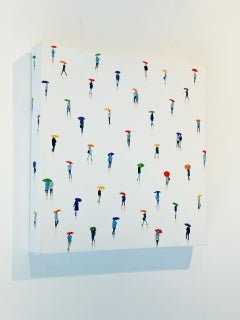 Rain-Bow 17. Óleo sobre lienzo, minimalismo moderno, firmado, 30 x 30 cm