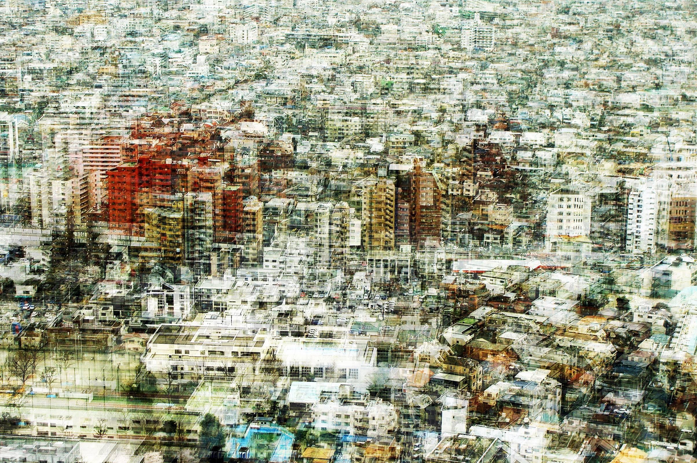 Stephanie Jung Abstract Photograph - Maigo Desu 2- semi abstract contemporary urban cityscape photograph