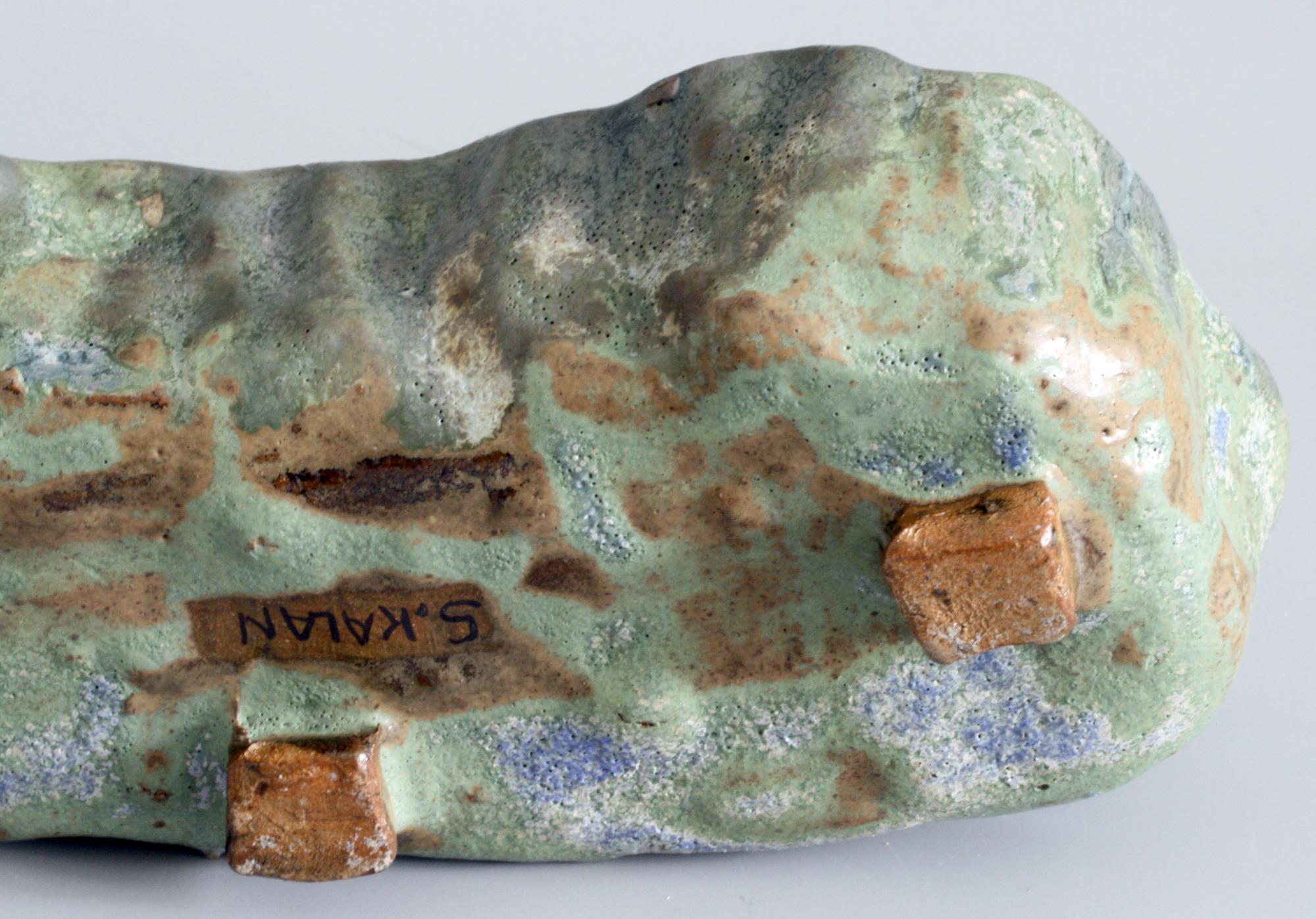 Mid-Century Modern Stephanie Kalan Studio Pottery Hand Formed Brutalist Sculptural Bowl