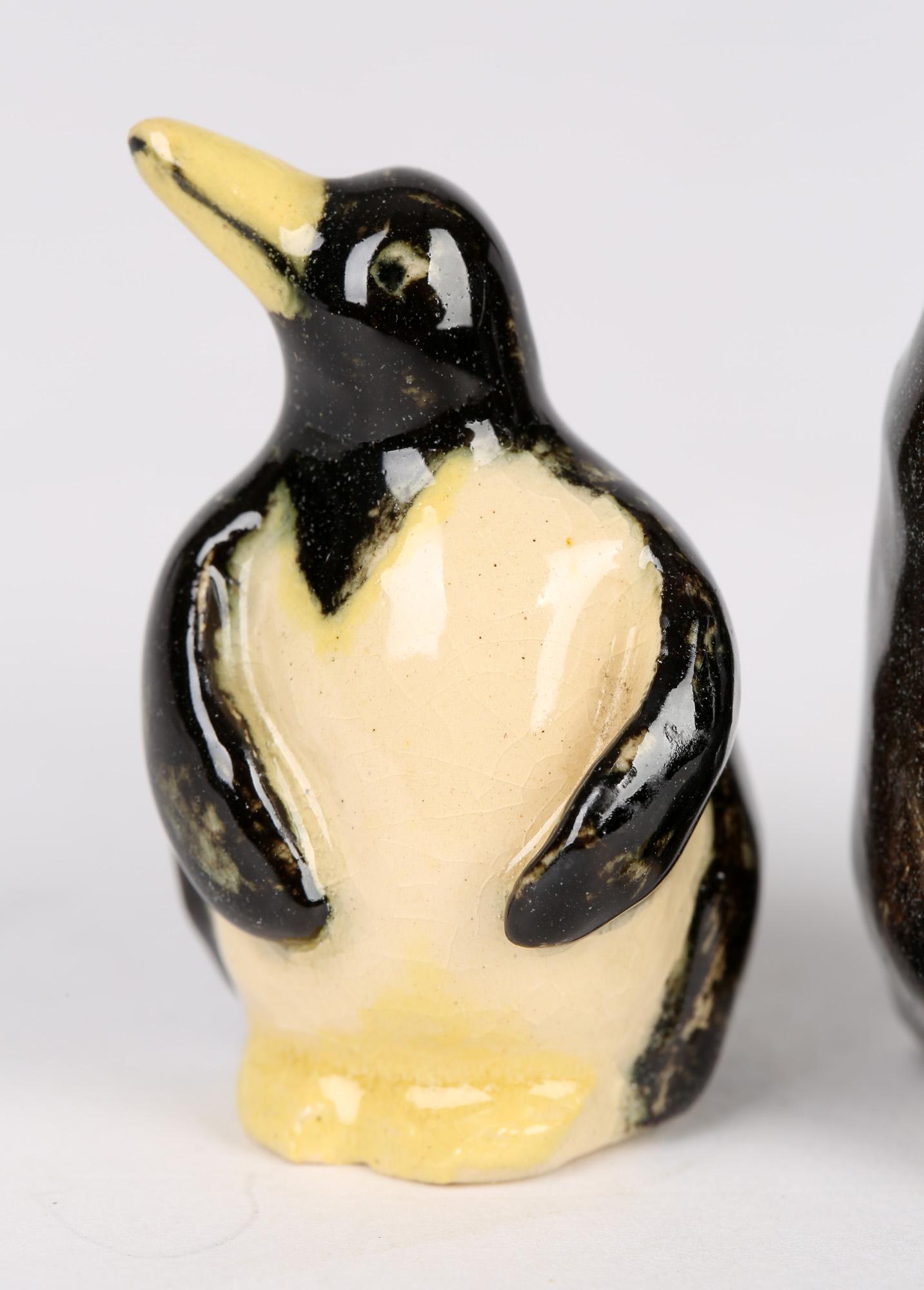 English Stephanie Kalan Studio Pottery Two Small Penguin Figures For Sale