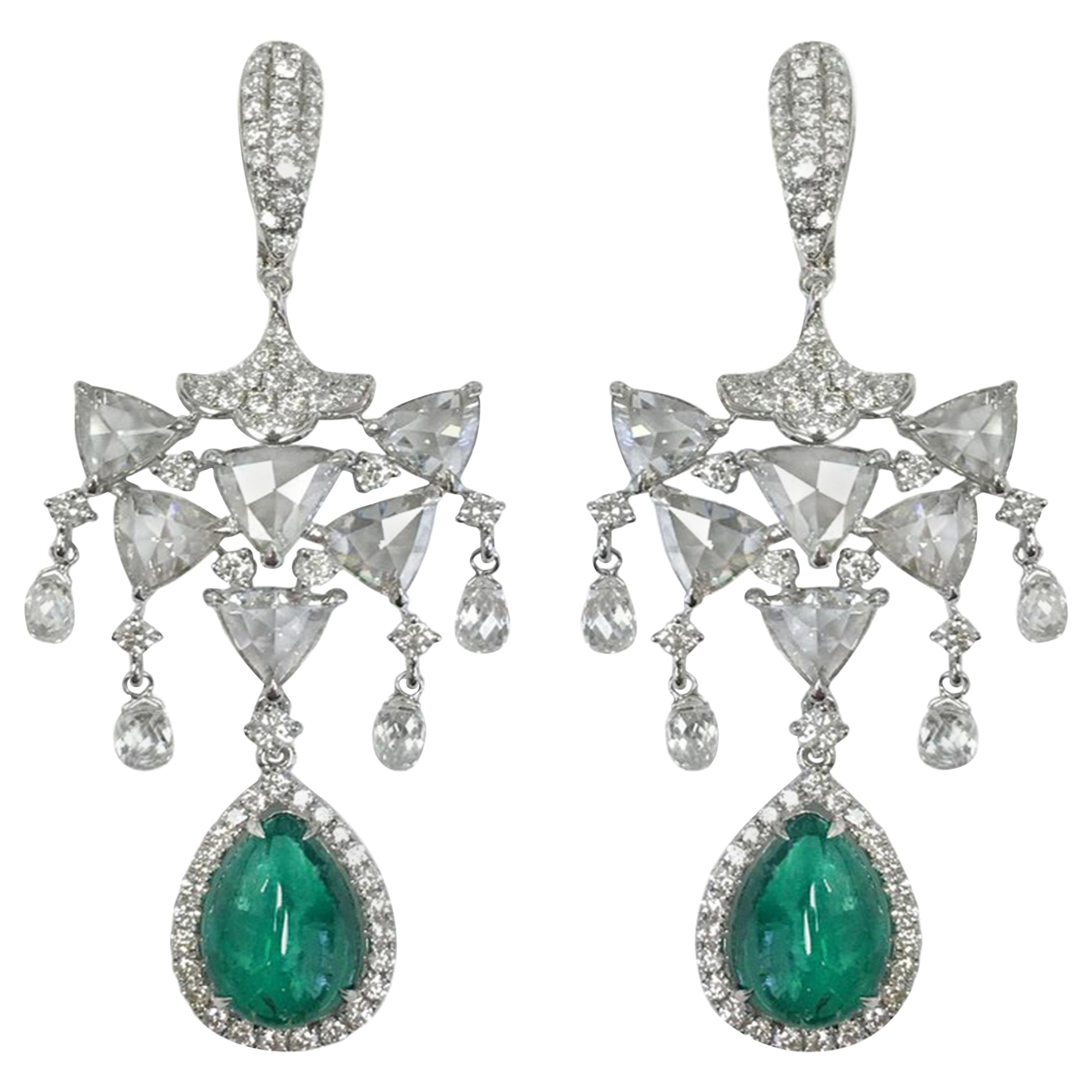 Stephanie Kantis 30.05 Carat Emerald  Diamond Earrings For Sale