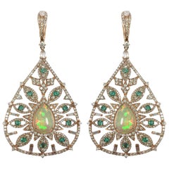 Stephanie Kantis Diamond Emerald, Ethiopian Opal Earrings
